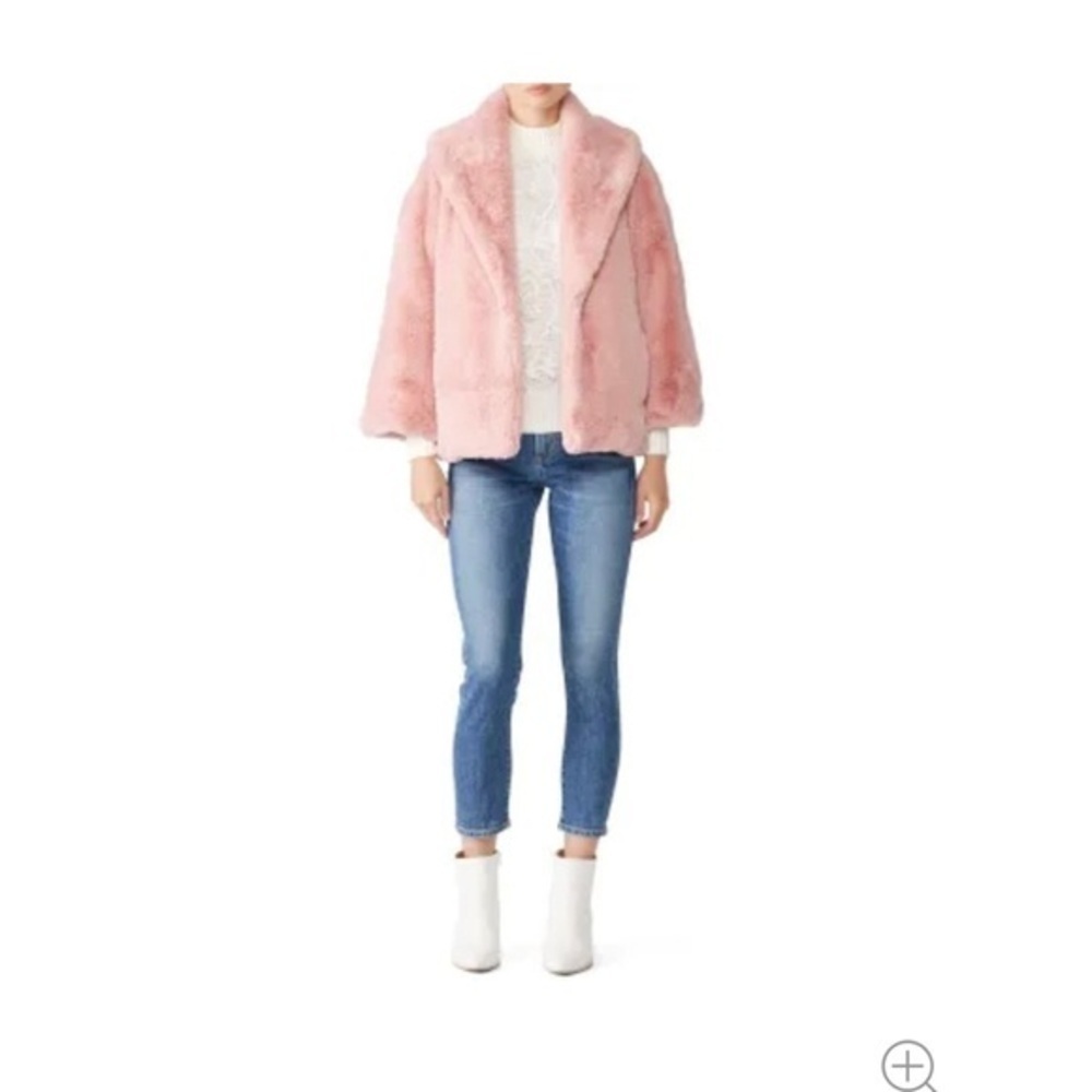 Josie Natori millennial pink faux fur coat. XS. Fits small and medium Marked xs!